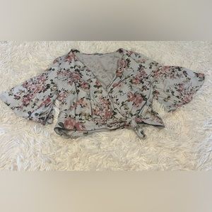 Floral Crop Top with tie in front